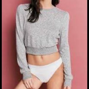 Out From Under Grey Long Sleeve Crop Top
